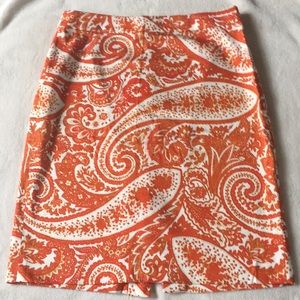 JCrew Orange and White Pencil Skirt -Size 2